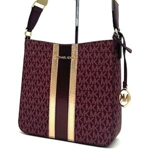 Michael Kors Jet Set Travel Small Signature Logo Messenger Bag Ox Blood